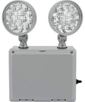 Front view of LED Emergency Unit for Commercial Spaces, Dual Voltage 120/277V AC, 90 Minute Run Time with Long-Life NiCd Battery, Compact Gray Housing