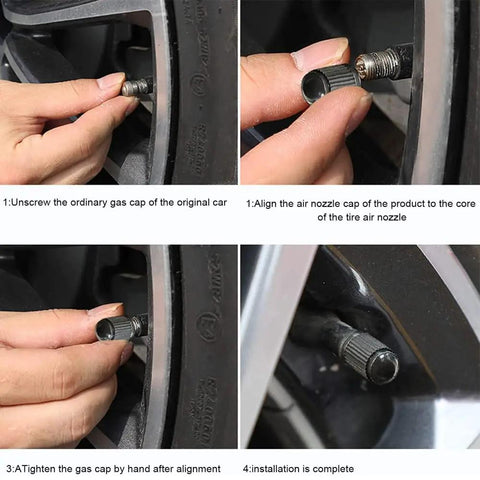Installation process of Upgraded Tire Valve Stem Caps With Sealing Ring For Car, Motorcycle, Trucks, Bicycle Universal Fit, Dustproof