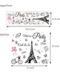 Dope Eiffel Tower Wall Decals Set With Balloons And Butterflies Removable Self Adhesive Vinyl Stickers for Kids 27x23 inches compact to finished size