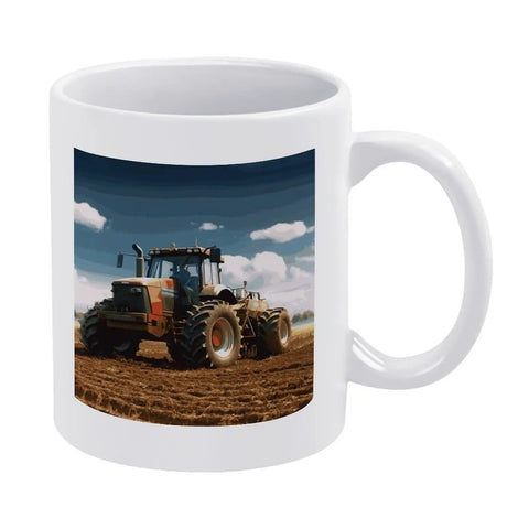 Fantasy Farm Tractor Ceramic Coffee Mug With Large Easy Grip Handle For Coffee And Tea Sippin Sublimation Ready Personalized And Machine Washable Drinking Cup For Home Buffets Cafes And Restaurants featuring a tractor design