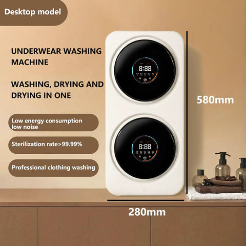 No Sweat Drying On This Dual Chamber Underwear Washer And Dryer 3.5L Self Cleaning Drum wall-mounted design with digital interface.