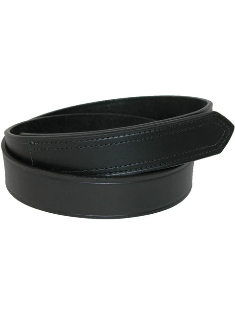 Big And Tall Leather Work Belt With No Scratch Design And Hook And Loop Closure, 1 3 Eighths Inch Wide, Made In USA, Size 48, Airport Friendly, No Metal Buckle, Black Leather For Everyday Duty.