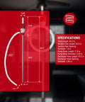 Specifications of Food Grade BPA Free 55 Gallon Drum Water Pump For Emergencies Disaster Ready Manual Hand Siphon shown by diagram.