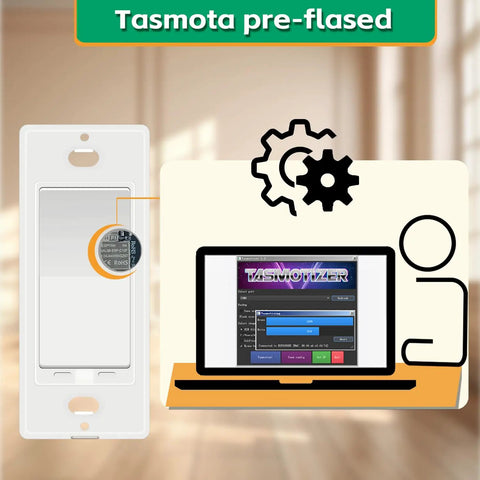 Tasmota Smart Switch 4 Pack Built In ESP8266 2.4GHz WiFi Light Switch For Home Automation Single Pole Neutral Required Easy Install