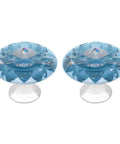 Lotus Flower Cabinet Knobs 1.1 Inch Stainless Steel Drawer Handles Aluminum Alloy Furniture Pulls 2 Pack, blue flower design