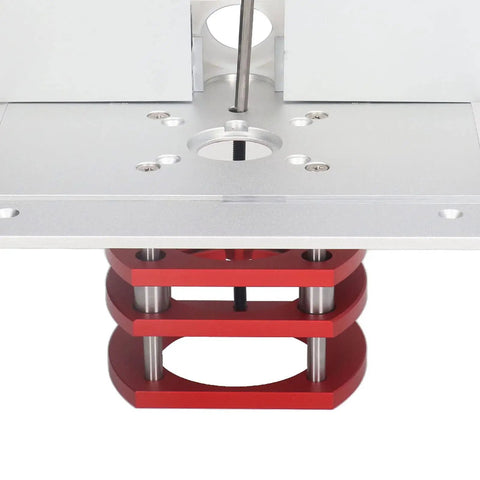 Bottom view of Dead Nuts Accurate Router Lifting Table Base for Woodworking Slotting Trimming and Chamfering Smooth Aluminum Lift Platform.