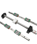 Smooth High Precision Linear Guide Rail Kit With 2pc HGR15 Slides And SFU1204 Ball Screw For CNC Build, Router Projects, Or DIY Machine Upgrades That Slide Like Butter, shown with dual rails and couplers