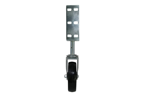 Front view of 8735 Hard Rubber Spring Gate Caster with Universal Mount 5 Inch Wheel Automatic Height Adjustment for Uneven Ground