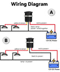 Wiring diagram for Built Tough 12 Volt Light Dimmer PWM Switch For RV And Boat showing connections for halogen and LED lights.