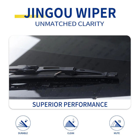 Close-up of 18 plus 18 inch wiper blade on windshield, showcasing durable rubber design for Pair Of 18 Plus 18 Inch Windshield Wiper Blades For Ford Ranger And Chevy Hhr All Season Rubber Wipers With Zero Hassle Swap And Ace Grade Grip Driver And Passenger Side Replacement Pack Of Two.