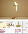 Bird Themed Modern Art LED Floor Lamp For Home And Office with PVC shade, gold base, and bird design, tall standing light
