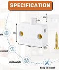 Specifications of Cabinet Door Switch For Closet Lighting showing dimensions, white finish, includes screws and caps.