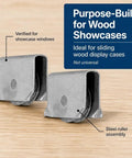 Heavy Steel Showcase Sliding Window Roller Assembly And 2 Pack Of 9/16 Inch Diameter Glass Display Case Wheels for wood display cases.