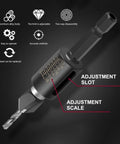 Kickass Heavy Duty 4 Piece Countersink Drill Bits Set featuring adjustable depth stop and precision scale for accurate woodworking.