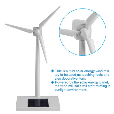 Sun Powered Mini Desktop Wind Turbine For Home Office And Classroom Decor, ABS Plastic Solar Windmill Model with solar panel base