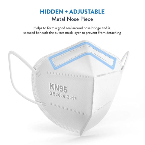 30 Pack KN95 Disposable Face Masks White GB2626-2019 Protective Respirator Masks with adjustable metal nose piece