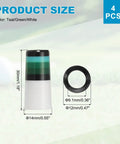 4 Pack Golf Club Ferrules For 0.35 Inch Tapered Steel Shafts, Lightweight Plastic Covers, Teal Green White Finish dimensions