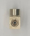 PNEUGO low-pressure hydraulic brake light switch; metal block with central threaded port, front view