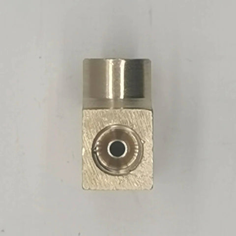PNEUGO low-pressure hydraulic brake light switch; metal block with central threaded port, front view