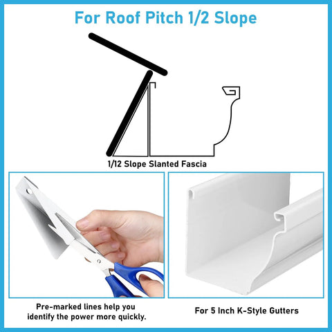 Heavy Duty 25 Pack Gutter Wedges For 5 Inch K Style Aluminum Gutters Steep Roof Pitch Leveling Shims with pre-marked lines.
