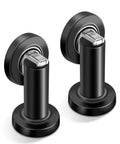 Magnetic Door Stop 2 Pack Heavy Duty Stainless Steel Door Catch and Holder Wall or Floor Mount Black Keeps Doors Open Firmly