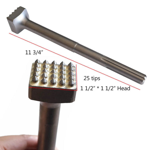 SDS Max Concrete Repair Patch Bushing Tool For Surface Prep And Patch Work Eleven And Three Quarters Inch Length One And A Half Inch Square Head Twenty Five Tips For Small Area Repairs And Bonding Boost, showing 25 carbide tips and square head.