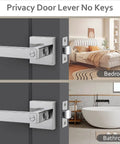 Polished Chrome Door Lever Set 6 Pack Heavy Duty Privacy Interior Door Handles for Bedroom and Bathroom