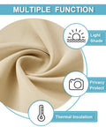 French Door Curtains With Privacy Blackout No Drill Easy Install Tie Up Shades For Kitchen Dining Nursery And Bathroom Beige 26 By 72 Inches One Panel showing multiple functions including light shade, privacy protect, and thermal insulation features.