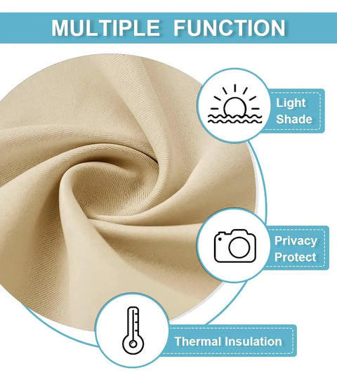 French Door Curtains With Privacy Blackout No Drill Easy Install Tie Up Shades For Kitchen Dining Nursery And Bathroom Beige 26 By 72 Inches One Panel showing multiple functions including light shade, privacy protect, and thermal insulation features.