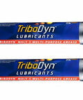 Heavy Duty Multi Purpose Grease With Five Percent Molybdenum Disulfide For Extreme Pressure And High Temperature NLGI Grade Two Lithium Complex GC LB Automotive Truck And Equipment Use Two 14 Ounce Cartridges, two blue cartridges arranged side by side