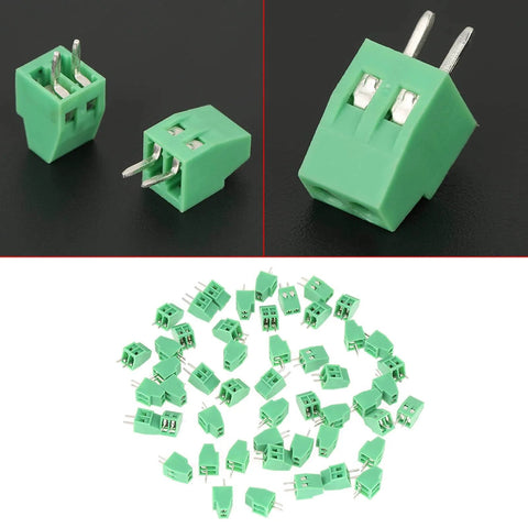 50 PCS 2 Pin 2.54mm Pitch PCB Screw Terminal Block Connectors Plastic Universal PCB Mount Assortment Kit For DIY Electronics