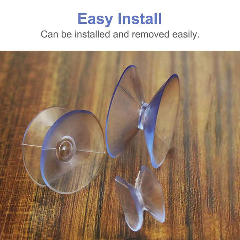 Straight Up Solid 10 Pack Clear Suction Cups For Glass Table Bumpers and Window Hangers That Truly Grip Tight Without Residue on wooden surface.
