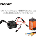 Waterproof 3650 3500KV Brushless Motor With 60A ESC Combo For One Tenth Scale RC Cars shown with wires and connectors