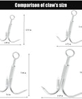 Three Size Stainless Steel Grappling Hook Set With Three Claws For Anchor Retrieval And Outdoor Use size comparison chart