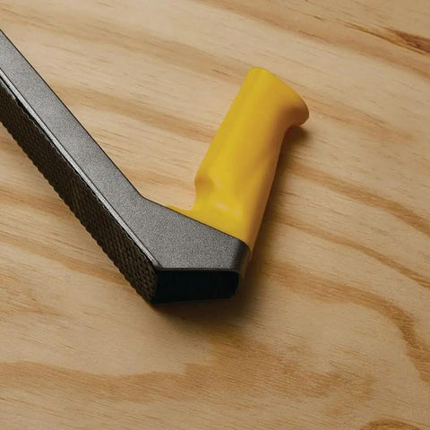Close-up of Metal Body Surform Plane for Precision Shaping and Smoothing, 11.8 Inch Hand Tool with Interchangeable Blades handle