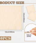 MITINU 30-pack basswood sheets, 12x12 in, 1/8 in (3 mm) thick, unfinished smooth boards for laser cutting front view