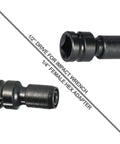 Quick Release 1/2 Inch Square Drive to 1/4 Inch Hex Female Socket Adapter Chuck Converter for Impact Wrenches and Ratchets