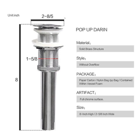 Diagram of pop up drain from the Boat Shape Glass Vessel Sink With Free Oil Rubbed Bronze Faucet And Pop Up Drain In Blue