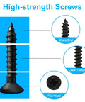 High-strength screws with sharp end and flat head, included in Heavy Duty L Bracket Corner Brace 40 Piece Set Includes 80 Screws.