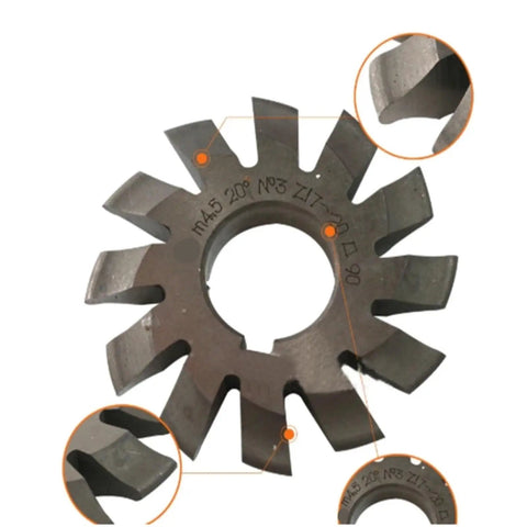 Pro Grade HSS Gear Milling Cutter For Spur Gears Involute Profile M0.5 To M10 Modulus PA20 No.1 Through No.8 Gear Cutting Tool For Milling Machines With Crisp Tooth Spacing, HSS cutter close-up