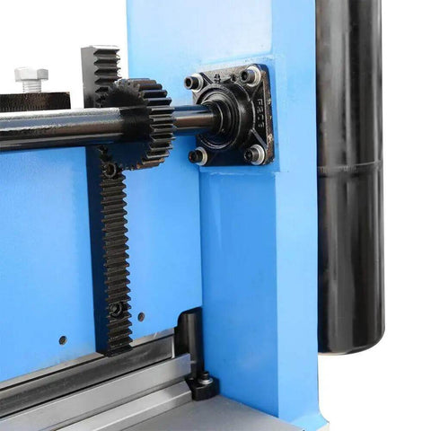 Gear system of Heavy Duty 50 Ton Hydraulic Press Brake Bender for Metal Fabrication 220V Three Phase Two Cylinder, close-up view.