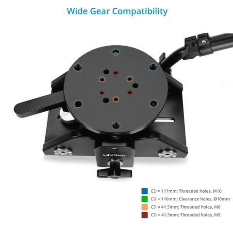 Rocker Camera Plate System With Flat Base Mount for Heavy Video Setups Low Angle Ready for Ground Level Pans and Tilts, top view.