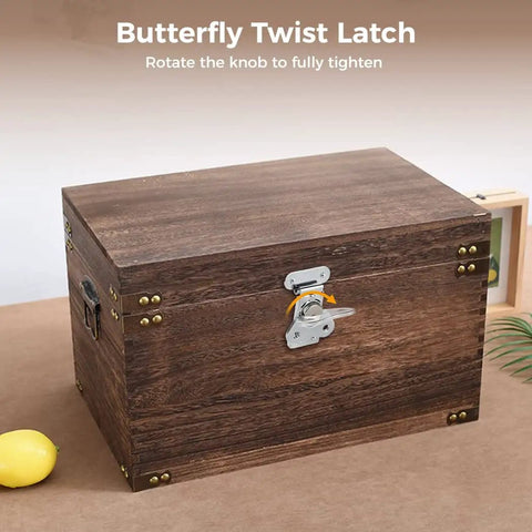 Heavy Duty Stainless Steel Twist Latches With Retainers Butterfly Wing Locking Latches For Cases Boxes And Small Doors on wooden box