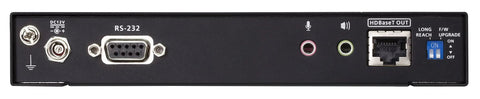 Rock Solid Usb Displayport Dual View Kvm Extender rear panel showing DC and RS-232 connections in matte black finish.