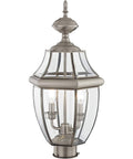 Monterey Two Light Outdoor Post Head Light In Brushed Nickel Finish With Solid Brass Construction And Clear Beveled Glass Classic Outdoor Lantern