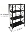 Portable Foldable Storage Shelves Freestanding Three Tier Kitchen Shelving Unit White with dimensions for easy reference.