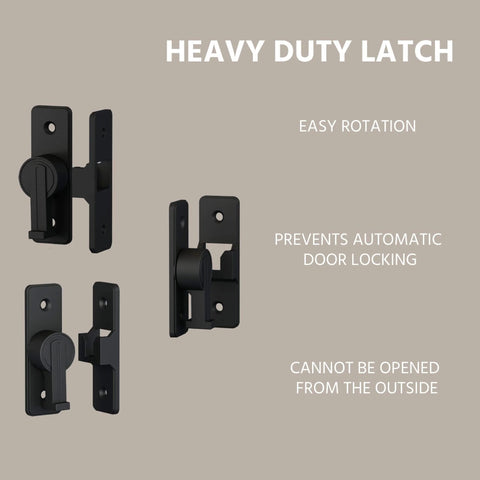 90 Degree Zinc Alloy Barn Door Lock Latch, Heavy Duty Security Lock For Bathroom Garage Bedroom And Cabinet, Black