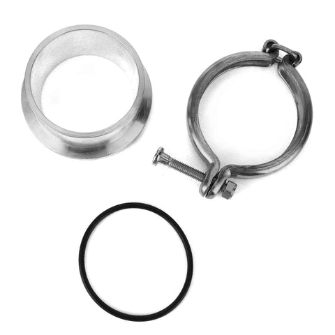 V Band Flange Clamp For Turbo Upgrades Aluminum Fitting For HX35 HX35W HX40W, includes flange, clamp, and O-ring