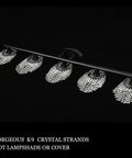 5 Light Crystal Black Vanity Light Fixture For Bathroom Over Mirror Modern Style With Crystal Drops shown in detail