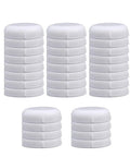 White Patio Furniture Glides 140 Piece Pack Chair Leg Pads stacked in groups for outdoor furniture protection and ease of movement.